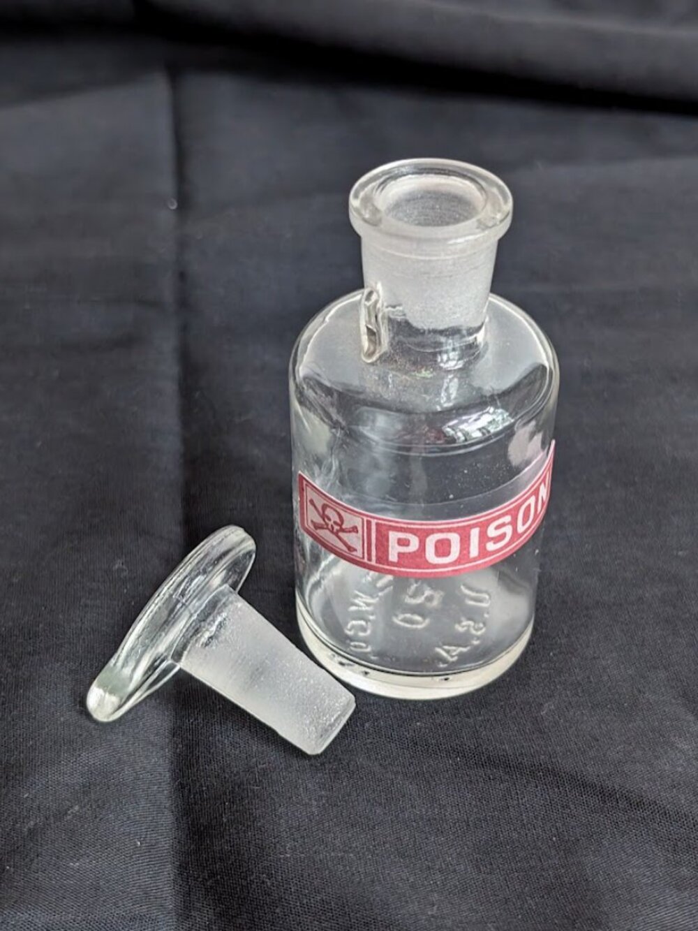 Vintage Poison Glass Bottle Apothecary Chemist Pharmacist Medical 4"